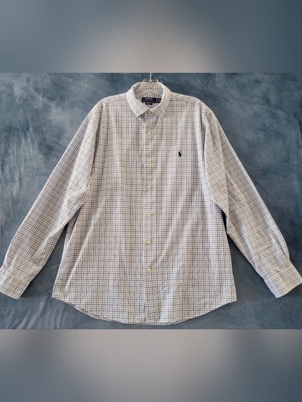 Polo Ralph Lauren Men's Classic Fit Check Shirt Blue Gray White Plaid Size XL